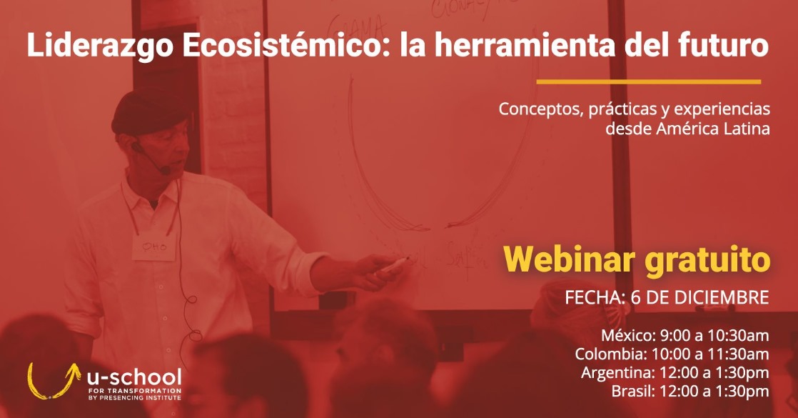 Tercer encuentro de Teoría U para proyectar acciones conjuntas y compartir la conferencia de liderazgo ecosistémico.   Conferencia abierta y gratuita a todo público.   Fromulario de inscripción: https:// form.gle/qqVkS8ZbX4EfZfy5