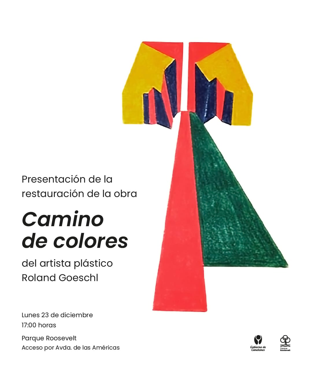 Presentación de la restauración de la obra "Camino de Colores" del artista plástico Roland Goeschl.  Lunes 23 de diciembre 17 horas.   Acceso por Avenida de las Américas
