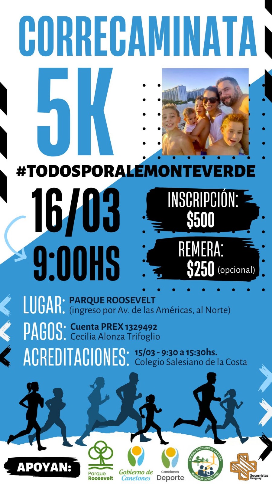 CORRECAMINATA 5K EN BENEFICIO DE DIEGO ALEJANDRO MONTEVERDE PACIENTE ONCOLÓGICO COMPLEJO 