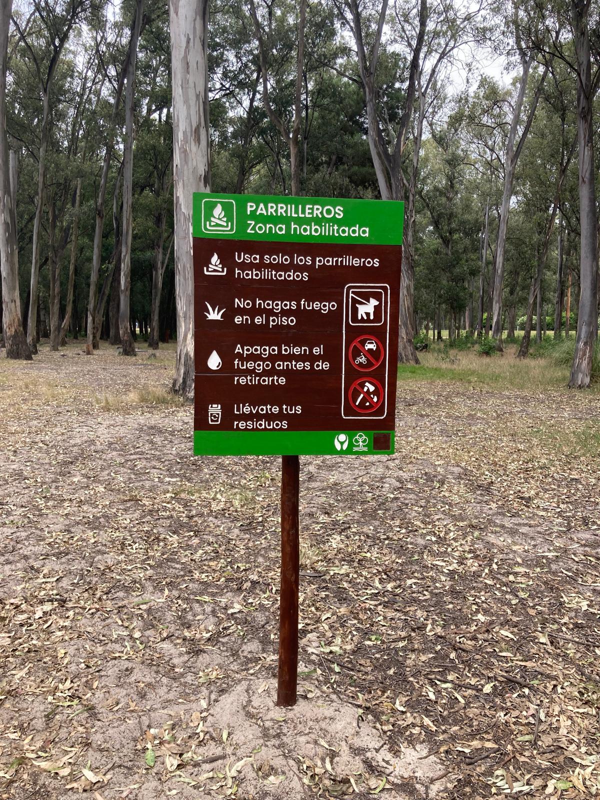 Señaletica de zona de parrilleros